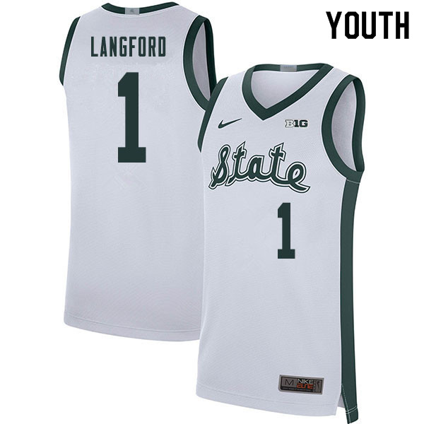 2020 Youth #1 Joshua Langford Michigan State Spartans College Basketball Jerseys Sale-Retro